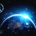 Cloud computing technology and online data storage in innovative perception . Cloud server data storage for global business network concept. Internet server service connection for cloud data transfer.